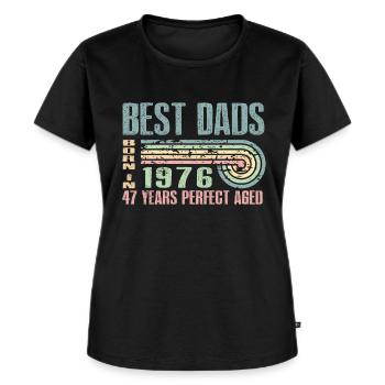 Les meilleurs pères sont nés en 1976, à l’âge de 47 ans, - T-shirt Premium bio Femme - noir - Devant - Selfina (174cm)