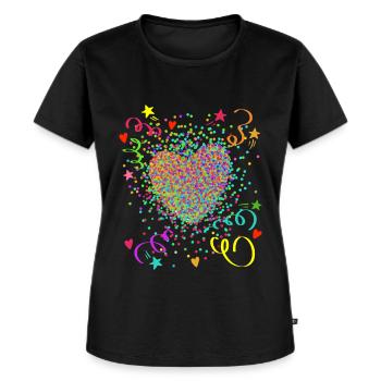 Stimmungs Herz - Fasching - Karneval - Verkleidung - Frauen Premium Bio T-Shirt - Schwarz - Vorne - Selfina (174cm)
