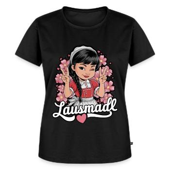 Lausmadl Tracht Dirndl Ersatz - Frauen Premium Bio T-Shirt - Schwarz - Vorne - Selfina (174cm)