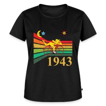 Bicycle Day 1943 Retro Radtour Hofmann Zauberwald - Frauen Premium Bio T-Shirt - Schwarz - Vorne - Selfina (174cm)