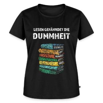 Lesen gefährdet die Dummheit Bücher Literatur - Frauen Premium Bio T-Shirt - Schwarz - Vorne - Selfina (174cm)