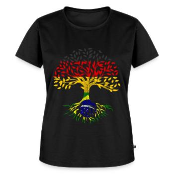 Wurzeln Baum Deutschland Brasilien - Frauen Premium Bio T-Shirt - Schwarz - Vorne - Selfina (174cm)