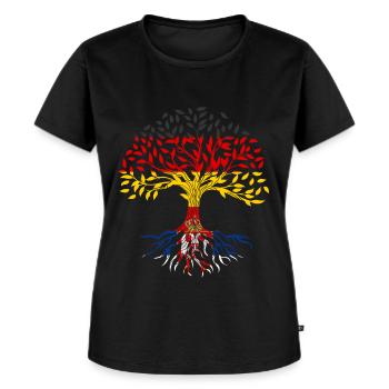 Wurzeln Baum Deutschland Serbien - Frauen Premium Bio T-Shirt - Schwarz - Vorne - Selfina (174cm)