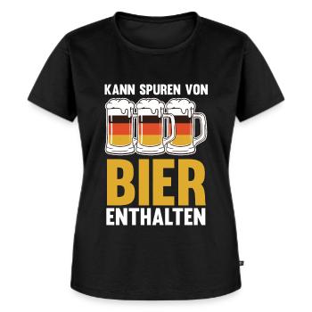 Kann Spuren von Bier enthalten - Frauen Premium Bio T-Shirt - Schwarz - Vorne - Selfina (174cm)