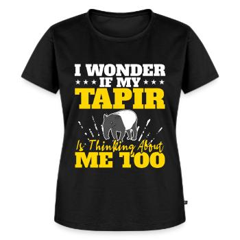 Ich frage mich, ob mein Tapir auch über mich nachd - Frauen Premium Bio T-Shirt - Schwarz - Vorne - Selfina (174cm)