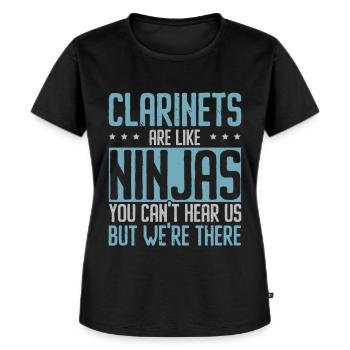 Klarinetten sind wie Ninjas Du kannst uns nicht hö - Frauen Premium Bio T-Shirt - Schwarz - Vorne - Selfina (174cm)