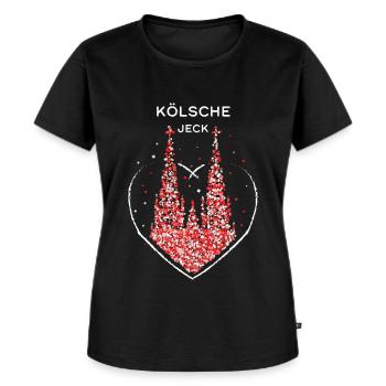 Kölsche Jeck Kölner Dom Köln Rot Weiss Karneval - Frauen Premium Bio T-Shirt - Schwarz - Vorne - Selfina (174cm)