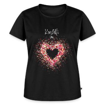 Konfetti im Herz Karneval Fasching Fastelovend - Frauen Premium Bio T-Shirt - Schwarz - Vorne - Selfina (174cm)