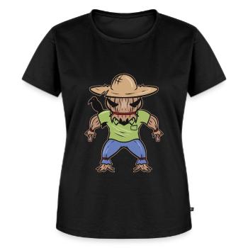 Cute Kawaii Scary Scarecrow Made Of For Halloween - Frauen Premium Bio T-Shirt - Schwarz - Vorne - Selfina (174cm)