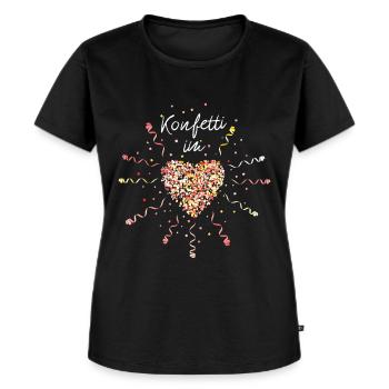 Konfetti im Herz Karneval Fasching Jeck Kölnerin - Frauen Premium Bio T-Shirt - Schwarz - Vorne - Selfina (174cm)