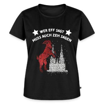Kölner Dom Rot Weiss Rut Wies Fussball Karnevalist - Frauen Premium Bio T-Shirt - Schwarz - Vorne - Selfina (174cm)
