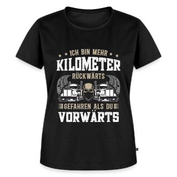 Trucker Männer Truck Fernfahrer LKW Fahrer für - Frauen Premium Bio T-Shirt - Schwarz - Vorne - Selfina (174cm)