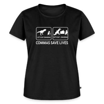 Punctuation Saves Lives I Funny English Grammar - Frauen Premium Bio T-Shirt - Schwarz - Vorne - Selfina (174cm)