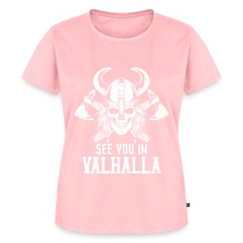 Wikinger Schädel Axt Walhalla Warriors Mythologie - Frauen Premium Bio T-Shirt - Rosa - Vorne - AI Model Female 172 dark (172cm)
