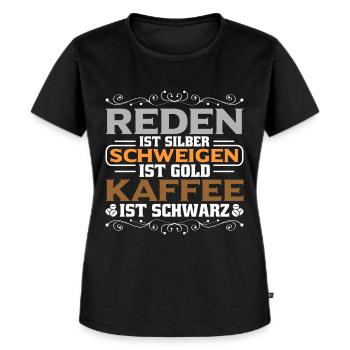 lustiger Kaffee Spruch für Morgenmuffel - Frauen Premium Bio T-Shirt - Schwarz - Vorne - Selfina (174cm)