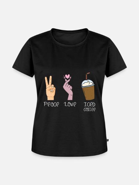 Friedensliebes-eiskaffee-liebhaber-koffein-trinker - Frauen Premium Bio T-Shirt - Schwarz