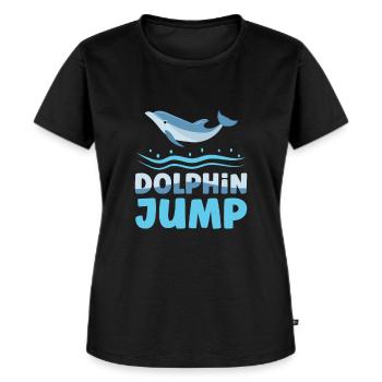 Dolphin Jump Meeresbiologe Wassertier - Frauen Premium Bio T-Shirt - Schwarz - Vorne - Selfina (174cm)