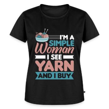 Handarbeit Stricken lustiger Strick Spruch - Frauen Premium Bio T-Shirt - Schwarz - Vorne - Selfina (174cm)