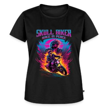 Ghostrider Illustration Moto Synthwave Art - T-shirt Premium bio Femme - noir - Devant - Selfina (174cm)
