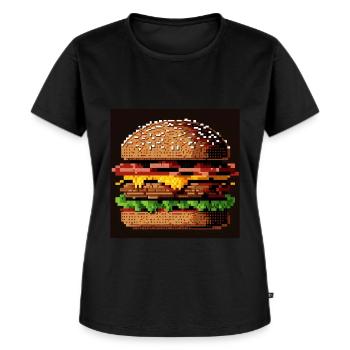 8-Bit Burger, Pixel Art - Women's Premium Organic T-shirt - black - Front - Selfina (174cm)