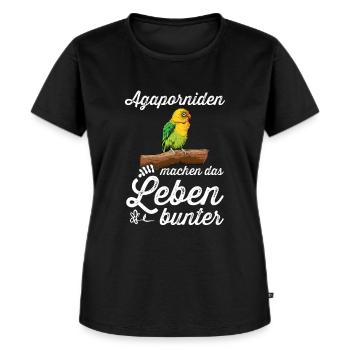 Agaporniden I Unzertrennliche Motiv für Vogel - Frauen Premium Bio T-Shirt - Schwarz - Vorne - Selfina (174cm)