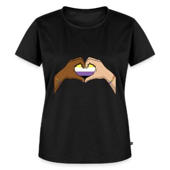 Non Binary Pride Genderqueer - Frauen Premium Bio T-Shirt - Schwarz - Vorne - Selfina (174cm)