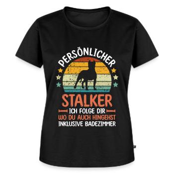 Hund Staffy - Frauen Premium Bio T-Shirt - Schwarz - Vorne - Selfina (174cm)