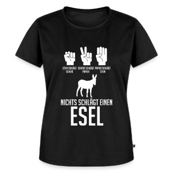 Esel - Frauen Premium Bio T-Shirt - Schwarz - Vorne - Selfina (174cm)