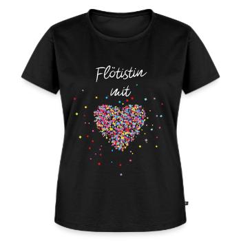 Flötistin mit Herz Flöte Musiklehrerin Musikschule - Frauen Premium Bio T-Shirt - Schwarz - Vorne - Selfina (174cm)