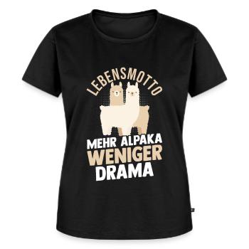 Alpaka - Frauen Premium Bio T-Shirt - Schwarz - Vorne - Selfina (174cm)