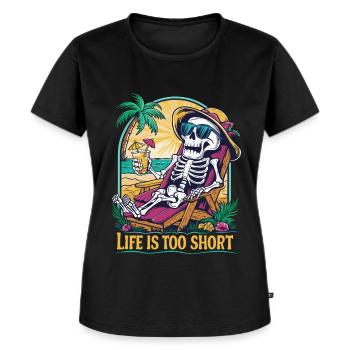 Lustiges Skelett mit Spruch für den Urlaub - Frauen Premium Bio T-Shirt - Schwarz - Vorne - Selfina (174cm)