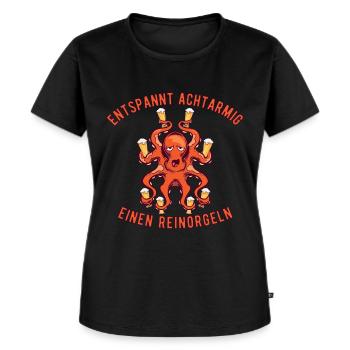 Entspannt achtarmig einen reinorgeln - Tintenfisch - Frauen Premium Bio T-Shirt - Schwarz - Vorne - Selfina (174cm)
