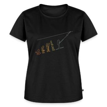 One Line Design Schlepplift EVOLUTION Skifahrer - Frauen Premium Bio T-Shirt - Schwarz - Vorne - Selfina (174cm)