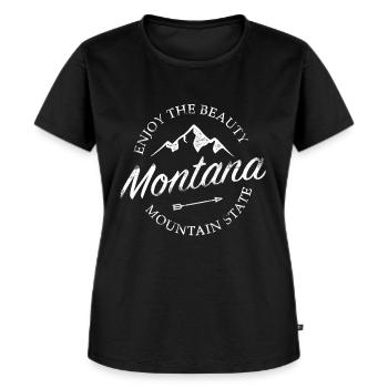 Montana - Frauen Premium Bio T-Shirt - Schwarz - Vorne - Selfina (174cm)
