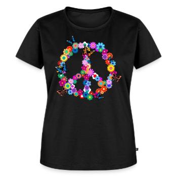 Frieden - Frauen Premium Bio T-Shirt - Schwarz - Vorne - Selfina (174cm)