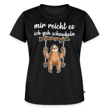 mir reichts ich geh schaukeln Faultier - Frauen Premium Bio T-Shirt - Schwarz - Vorne - Selfina (174cm)