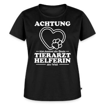 Tierarzt Tierarzthelferin Tiermedizinisch Geschenk - Frauen Premium Bio T-Shirt - Schwarz - Vorne - Selfina (174cm)