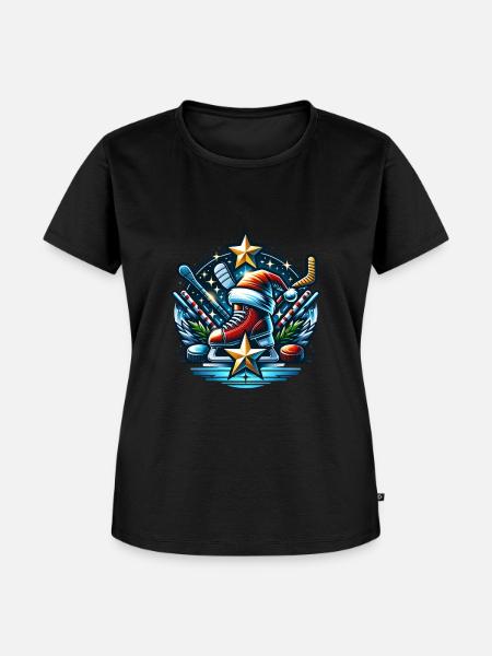 EishockeySpieler Winter - Frauen Premium Bio T-Shirt - Schwarz