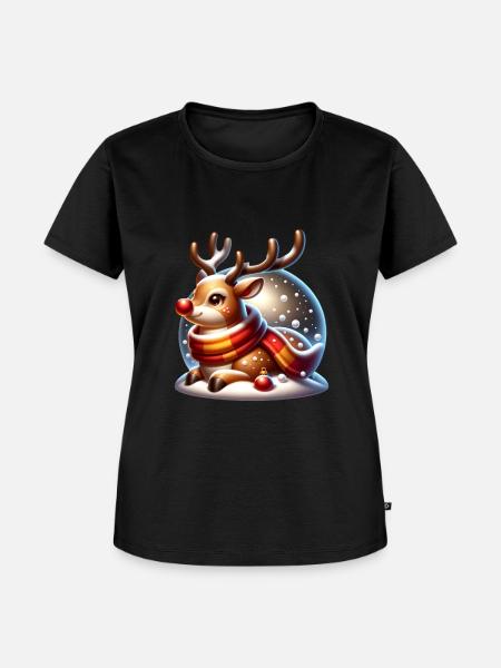 Weihnachts Rentier Comic - Frauen Premium Bio T-Shirt - Schwarz