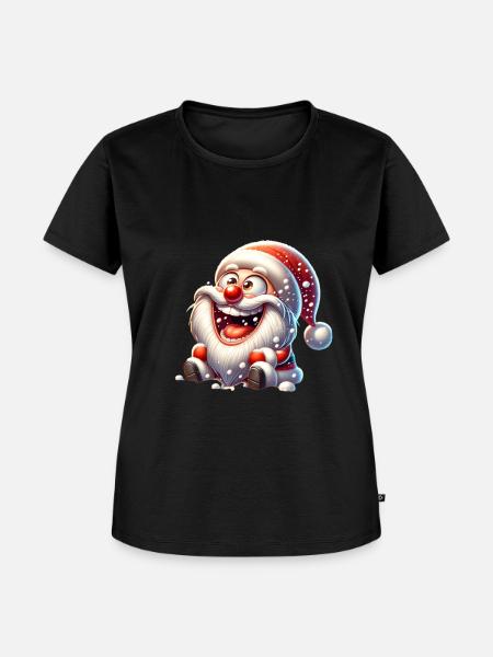 Weihnachtsmann Schneefall Lustig Comic - Frauen Premium Bio T-Shirt - Schwarz