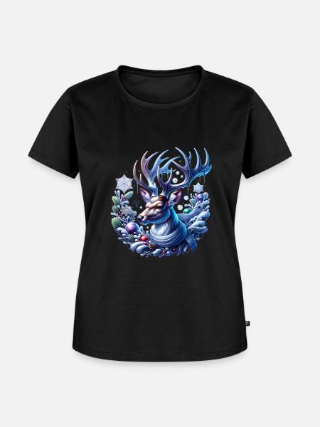 Winterlicher Hirsch Winter - Frauen Premium Bio T-Shirt - Schwarz