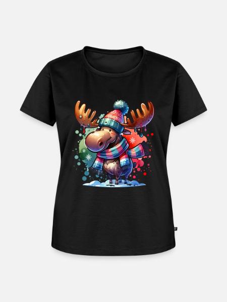 Weihnachts Elch Christmas Xmas - Frauen Premium Bio T-Shirt - Schwarz