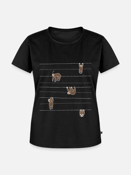Faultier Muster Geschenkidee für Faultierfans - Frauen Premium Bio T-Shirt - Schwarz