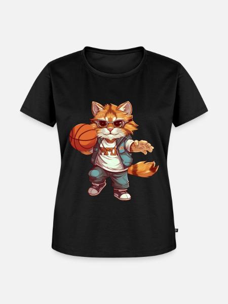 coole Basketball Katze - Frauen Premium Bio T-Shirt - Schwarz