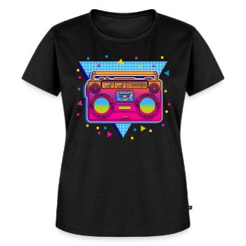 80er party - Frauen Premium Bio T-Shirt - Schwarz - Vorne - Selfina (174cm)