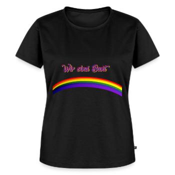Bunt Schwul Gay Lesbisch Antifa - Frauen Premium Bio T-Shirt - Schwarz - Vorne - Selfina (174cm)