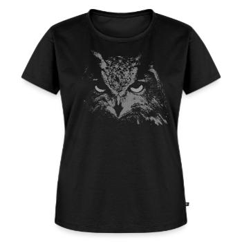 Eule - Frauen Premium Bio T-Shirt - Schwarz - Vorne - Selfina (174cm)