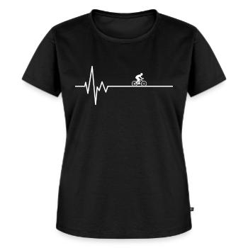 Bike motif bike cyclist ECG heartbeat - Women's Premium Organic T-shirt - black - Front - Selfina (174cm)