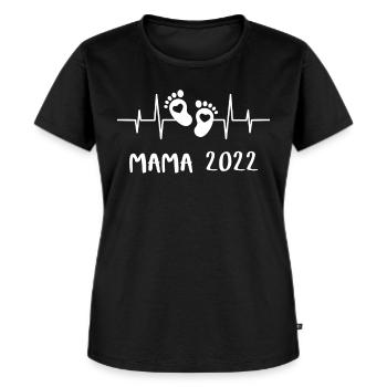 Mama 2022 Herzschlag - Das Mami Mom Mutter - Frauen Premium Bio T-Shirt - Schwarz - Vorne - Selfina (174cm)