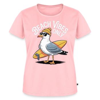 Beach Vibes Möwe - Frauen Premium Bio T-Shirt - Rosa - Vorne - AI Model Female 172 dark (172cm)